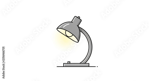 Tableau sur toile Desk lamp with light bulb on white background.