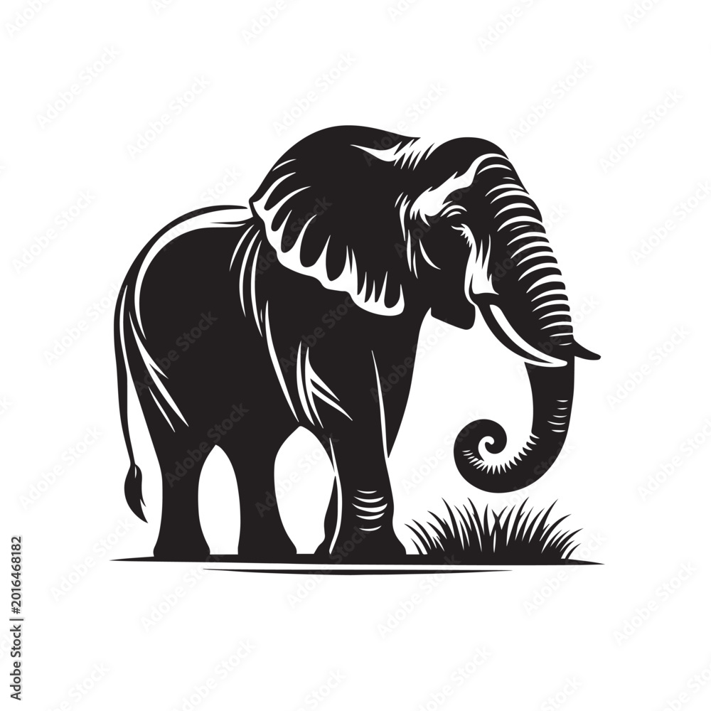 Obraz premium African Elephant Vector Silhouette - Minimalist African Elephant Art - African Elephant Illustration.