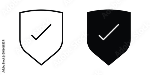 Foto Shield check mark icon editable vector. Solid and line icons.