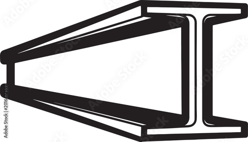 Φωτογραφία Black steel i-beam isolated on white background, construction metal with transpa
