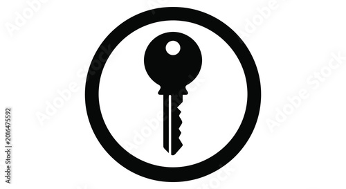 Fotografía Key inside circle black silhouette high quality professional