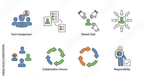 Fotografie Business Teamwork Collaboration Concepts Icons.