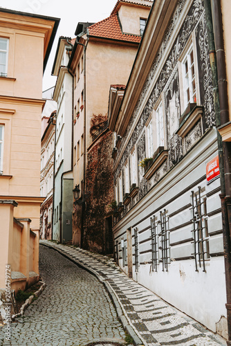 Photos Narrow cobblestone street and traditional sgraffito house in Mala Strana, Prague