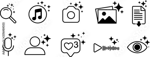 Foto A complete collection of icons to enhance digital media, including creative and