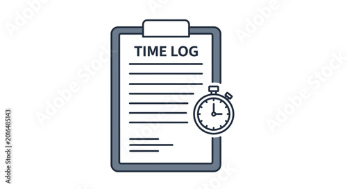 Tableau sur toile Time log clipboard with stopwatch.
