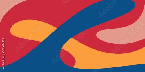 Bold dynamic colorful abstract background. Striking dynamic vector illustration background featuring bold intertwined red blue and orange fluid liquid flowing shapes for energetic modern art.