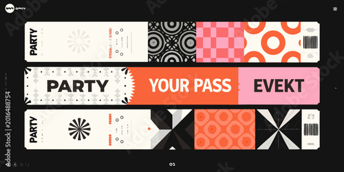 Canvastavla Event tickets modern design trio of party admission passes