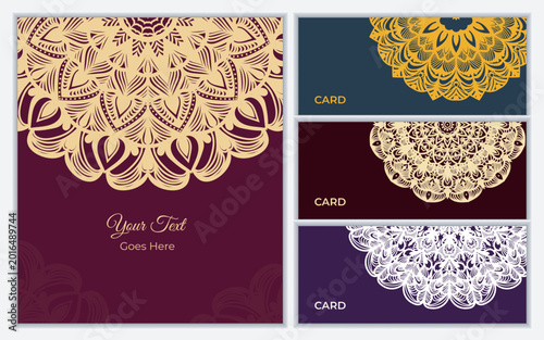 Luxury Mandala Lace Card Background Premium Vector Design