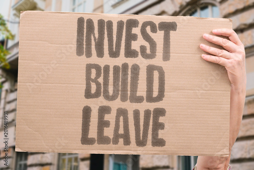 Cuadro en lienzo "Invest Build Leave" Developers construct residential towers, sell to investors, and abandon sites