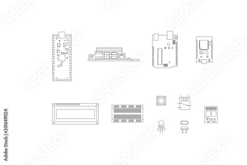 Quadro su tela Microcontroller PCBs vector illustration set.