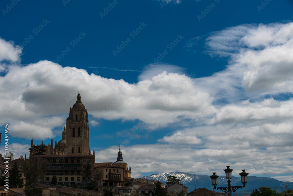 Obraz premium photographs from Segovia featuring its Gothic cathedral, historic churches, medieval streets, and urban