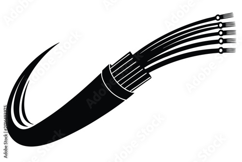fiber optical cable silhouette line art vector illustration with a white background