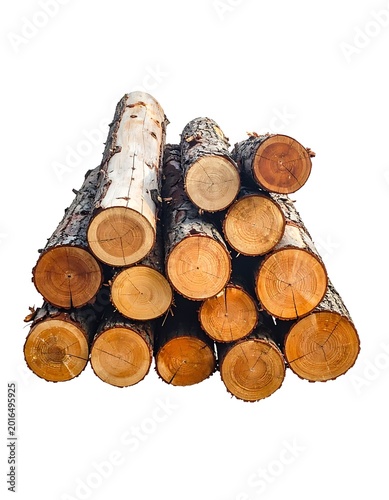 A stack of cut tree trunks arranged in a triangular pile