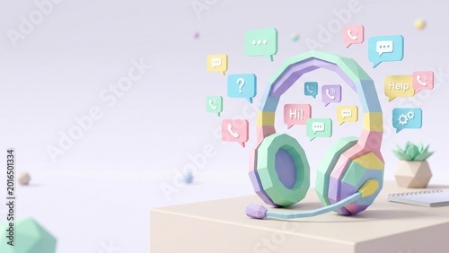 Low Poly Digital Communication Headset Concept with Futuristic Technology Design