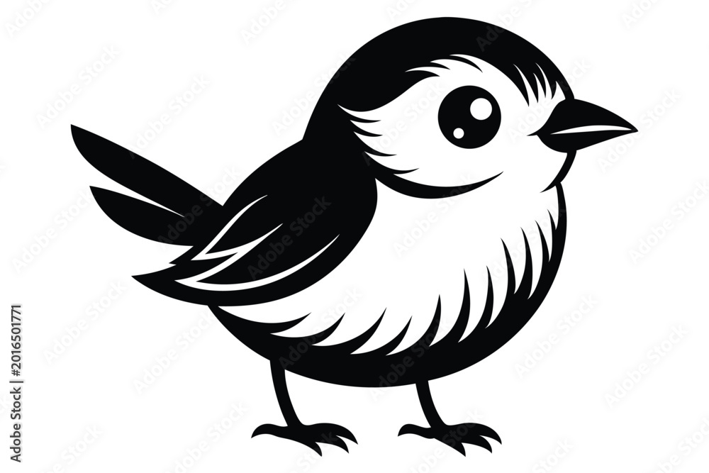 Fototapeta premium cute babbler bird silhouette line art vector illustration with a white background