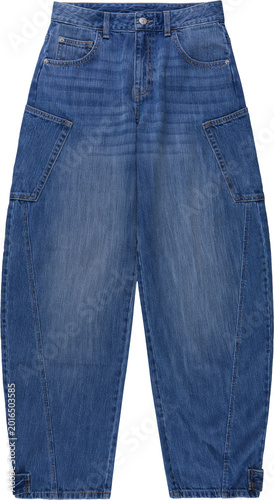 Cuadro en lienzo Dark blue baggy fit denim jeans isolated on transparent background for fashion a