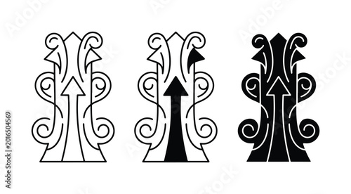 Photos Abstract Upward Arrow Icons, Flowing Lines, Growth Symbols, Vector Set