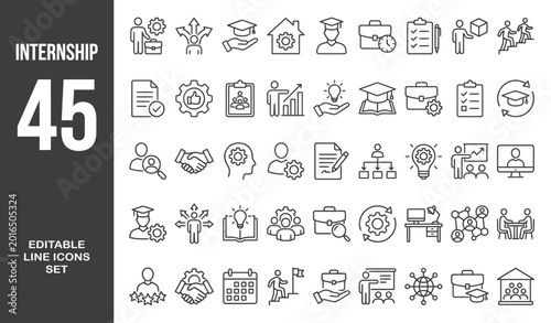 Cuadro en lienzo Internship icon set. Editable line icons. Vector illustration.