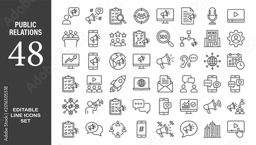 Foto Public Relations icon set