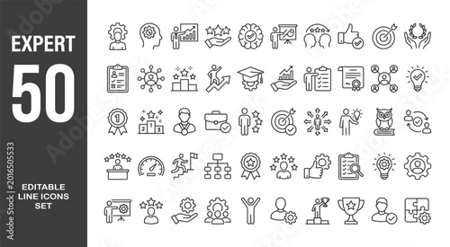 Tableau sur toile Expert icon set. Editable line icons. Vector illustration.