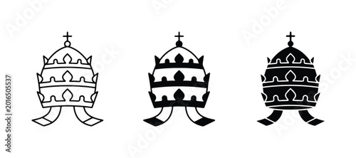 Foto Papal Tiara Icons, Religious Symbols, Vatican Regalia, Christian Authority Vecto