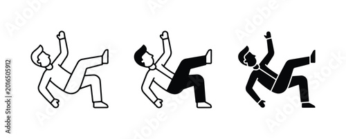 Tableau sur toile Falling Man Icons, Slipping Person Vector Graphics, Danger Warning Symbols