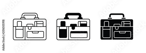 Fotografía Briefcase Icons, Business Bag Vector Set, Professional Luggage Graphics