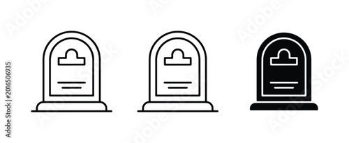 Tombstone Icons, Gravestone Symbols, Cemetery Monuments, Memorial Stone Graphics
