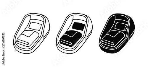 Konstfotografi Baby Bassinet Icons, Newborn Sleep Pod Vector Set, Infant Bed Graphics