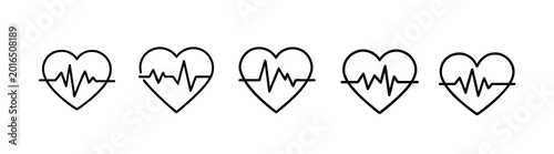 Fotografía Cardiology outline icons set heartbeat heart rate pulse medical monitor health diagnostic life line rhythm hospital care & more vector illustration with editable stroke