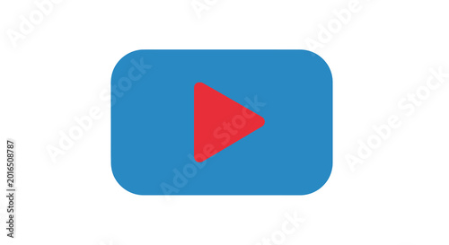 Free Download Play button icon blue background with red triangle - GFXLoad