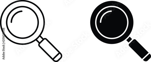 Foto Magnifying glass icons line and solid styles