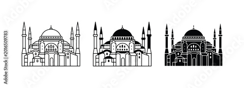 Fotografie Hagia Sophia Landmark Icons, Istanbul Architecture, Historic Building Silhouette