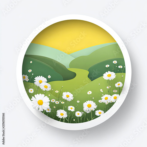green grass and flowers