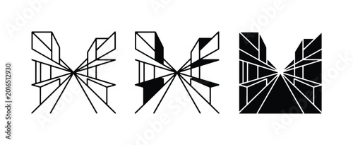 Foto Perspective Cityscape Icons, Urban Architecture Vector Graphics, Abstract Geomet
