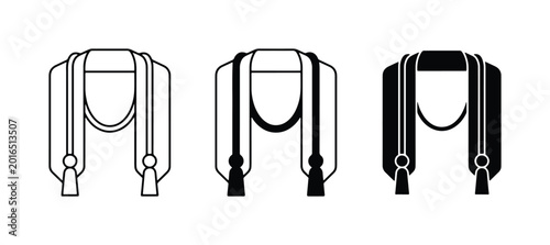 Tableau sur toile Academic graduation stole icons, university commencement sash vector set, black