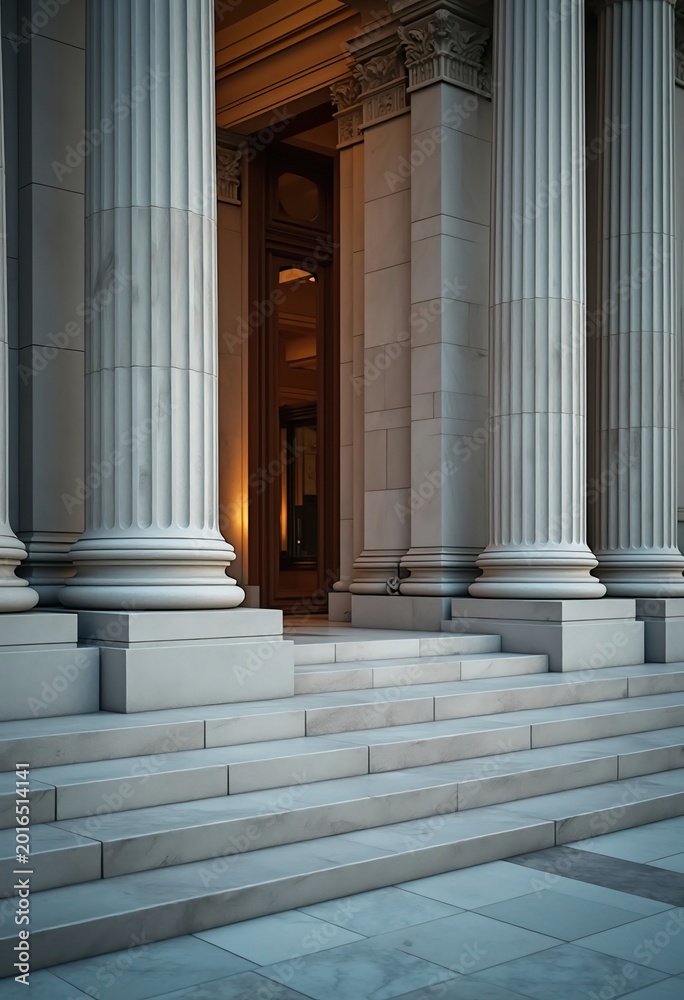 Fototapeta premium Neoclassical Courthouse Grand Columns Imposing Stone Steps Timeless Justice