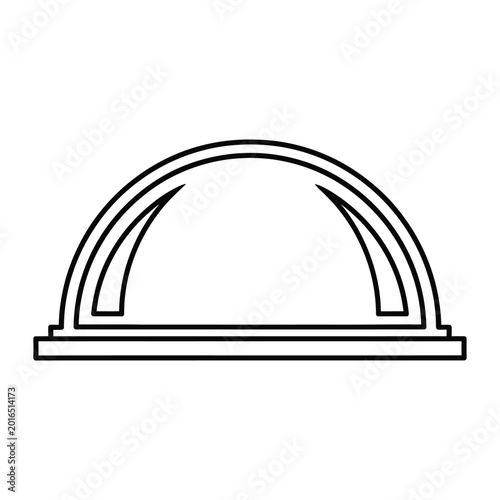 Modern dome structure vector icon representing architectural roof or planetarium design element on plain white background