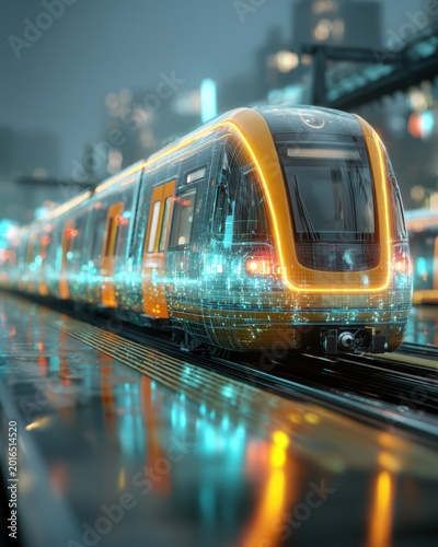 Holographic train with data visualization in smart city network