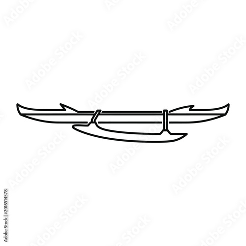 Tableau sur toile Simple line art graphic of an outrigger canoe showing traditional maritime vesse