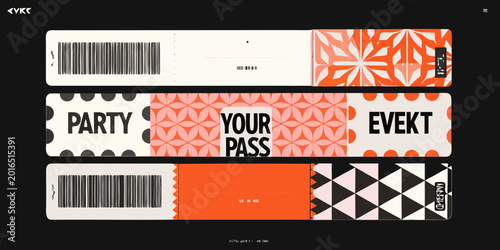 Foto Event tickets trio of modern designs vibrant color scheme
