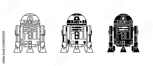 Obraz na płótnie Robot Droid Icons, Sci-Fi Astromech Character Vector Set, Futuristic Technology