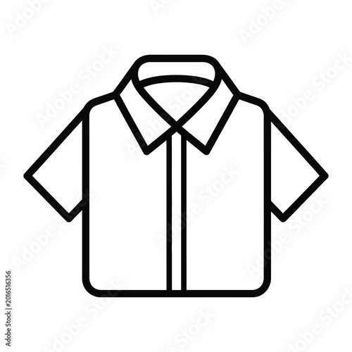 Classic short sleeve button down shirt line art vector illustration isolated on a white background for apparel branding design