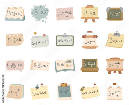 Tableau sur toile Geometry set featuring rectangle perimeter area triangle semiperimeter square ci
