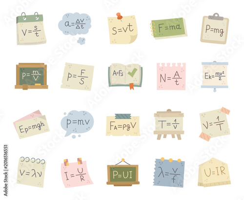 фотографія Physical formula set featuring velocity acceleration distance gravitation densit