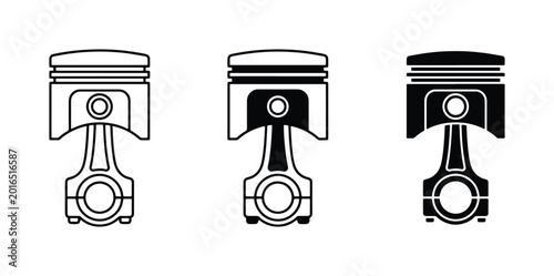 Foto Piston Engine Components, Mechanical Parts, Automotive Industry Icons, Vector Se