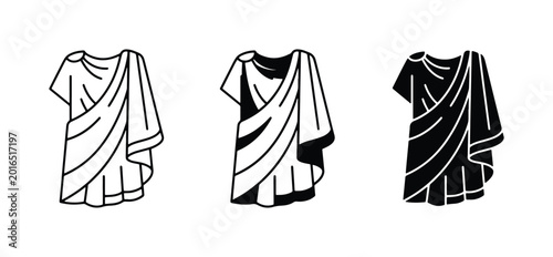 Bild auf Leinwand Ancient Roman Toga Icons, Classic Tunic Vector Graphics, Historical Costume Illu