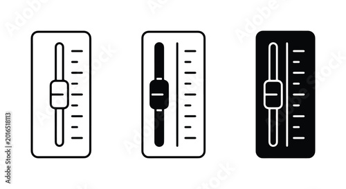 Foto Volume Control Sliders, Audio Mixer Faders, Sound Level Adjusters, Graphic Inter