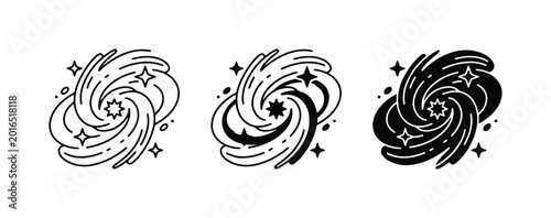 Tableau sur toile Cosmic Swirl Galaxy Icons, Celestial Nebula Vector Art, Space Stars Emblem Set