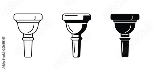 Cuadro en lienzo Brass Instrument Mouthpiece Icons, Vector Set: Trumpet, Trombone, Tuba Accessori